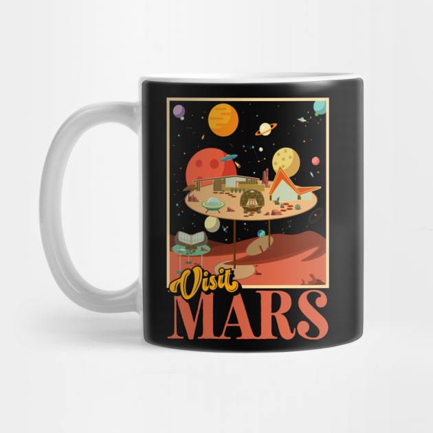 Retro Visit Planet Mars Mid Century Style Space Travel by darklordpug